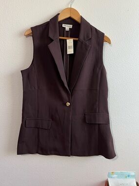 Soho Apparel Brownish Purple Sleeveless Blazer Vest